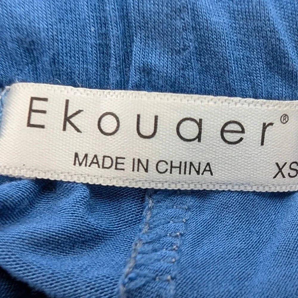 Ekouaer Pajama Set Women's XS Sleepwear Loungewear Long Sleeve Top & Pants Blue‎